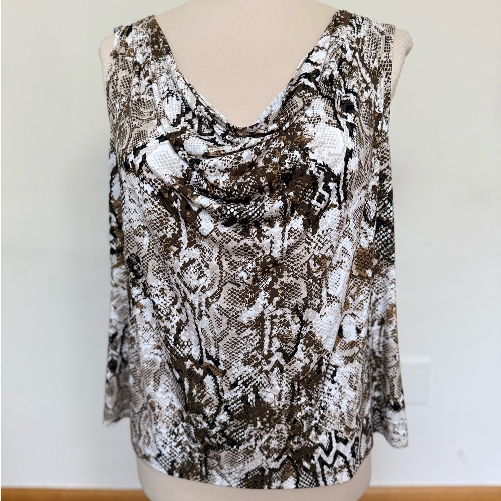 Calvin Klein Beige and Brown Patterned Blouse #119